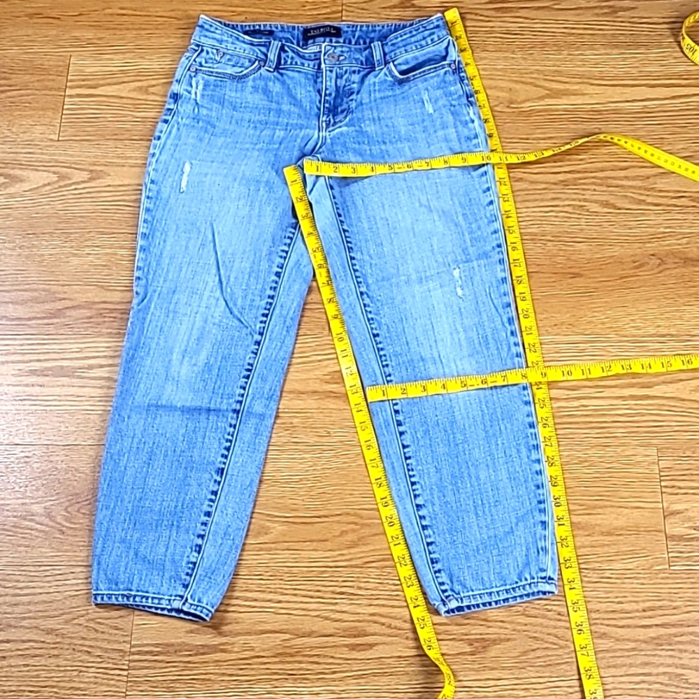 TALBOTS FLAWLESS FIVE-POCKET PETITES 2x25 WOMENS PREOWNED BOYFRIEND STRIGHT JEAN